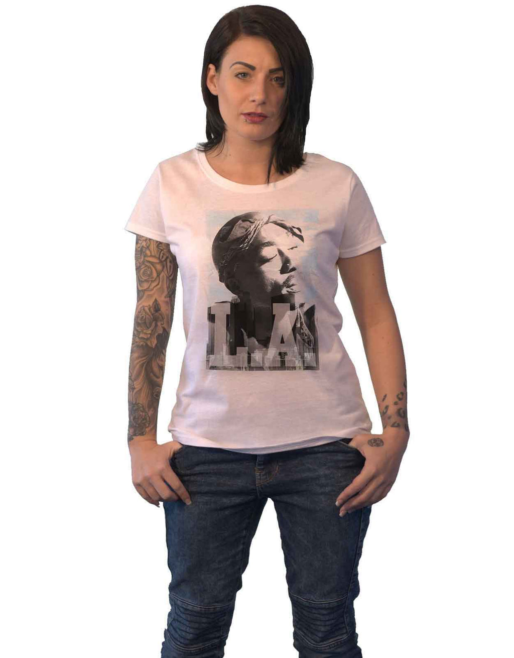 Tupac LA Skyline Skinny Fit T Shirt product image 1