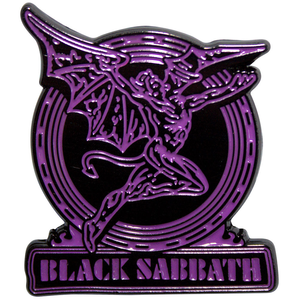 Black Sabbath Purple Text Logo Daemon Pin Badge