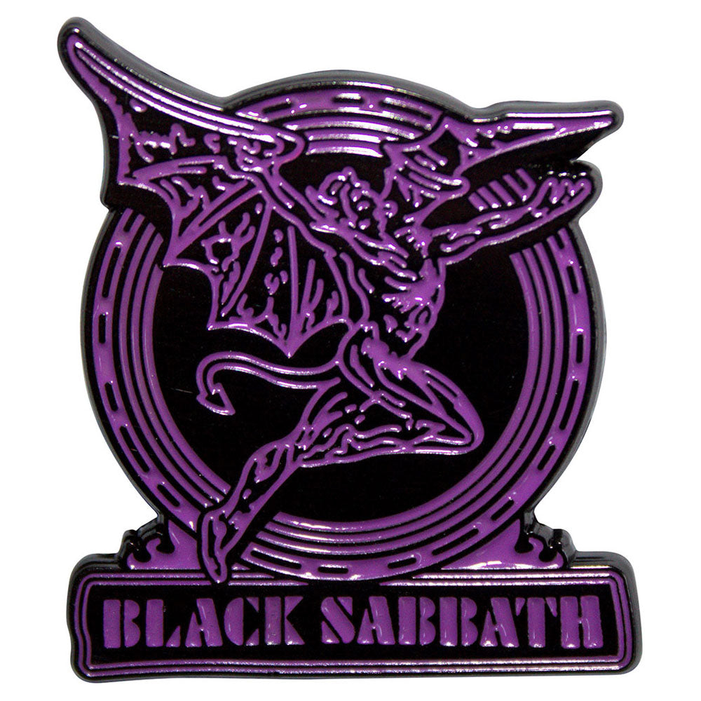 Black Sabbath Purple Text Logo Daemon Pin Badge