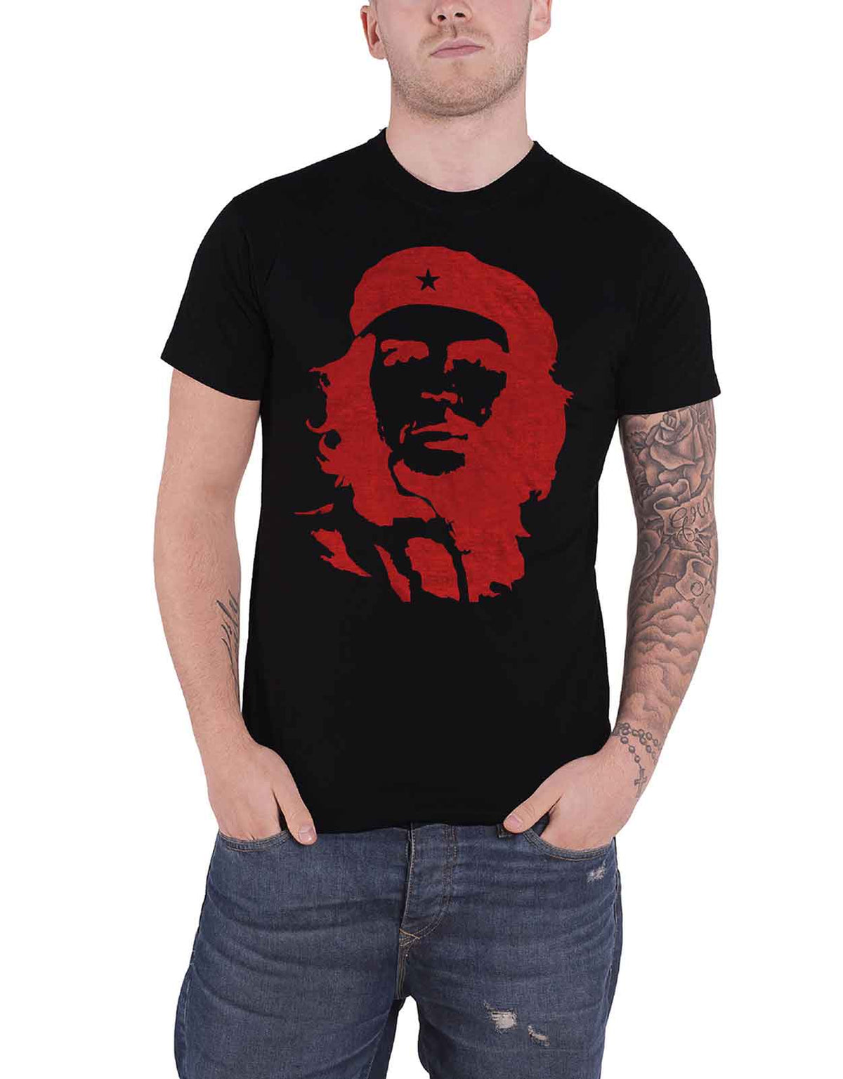 Che Guevara T Shirt Red On Black Portrait Cuban Revolution product image 1