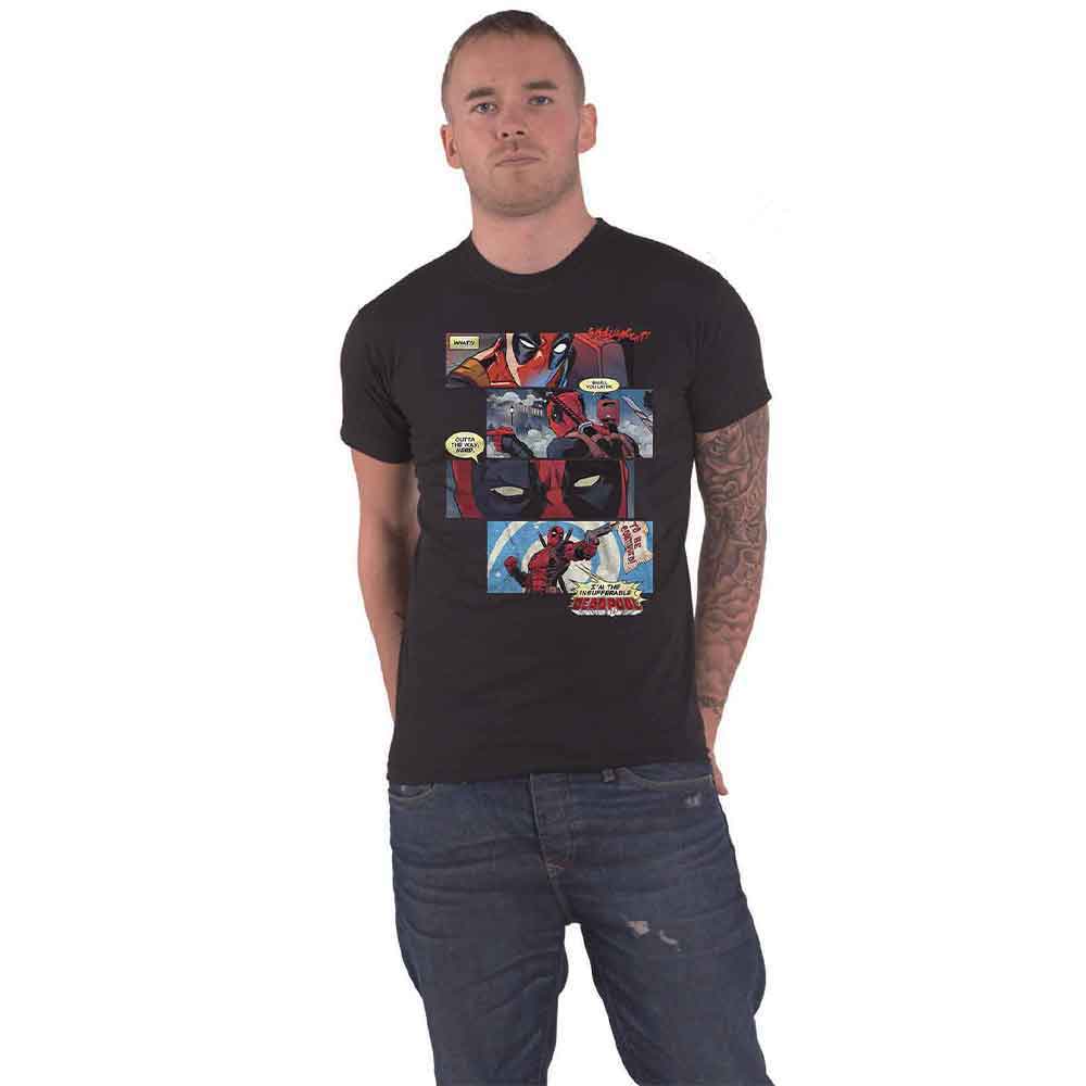 Deadpool T Shirt Comic Strip new Official Marvel Black product image 1