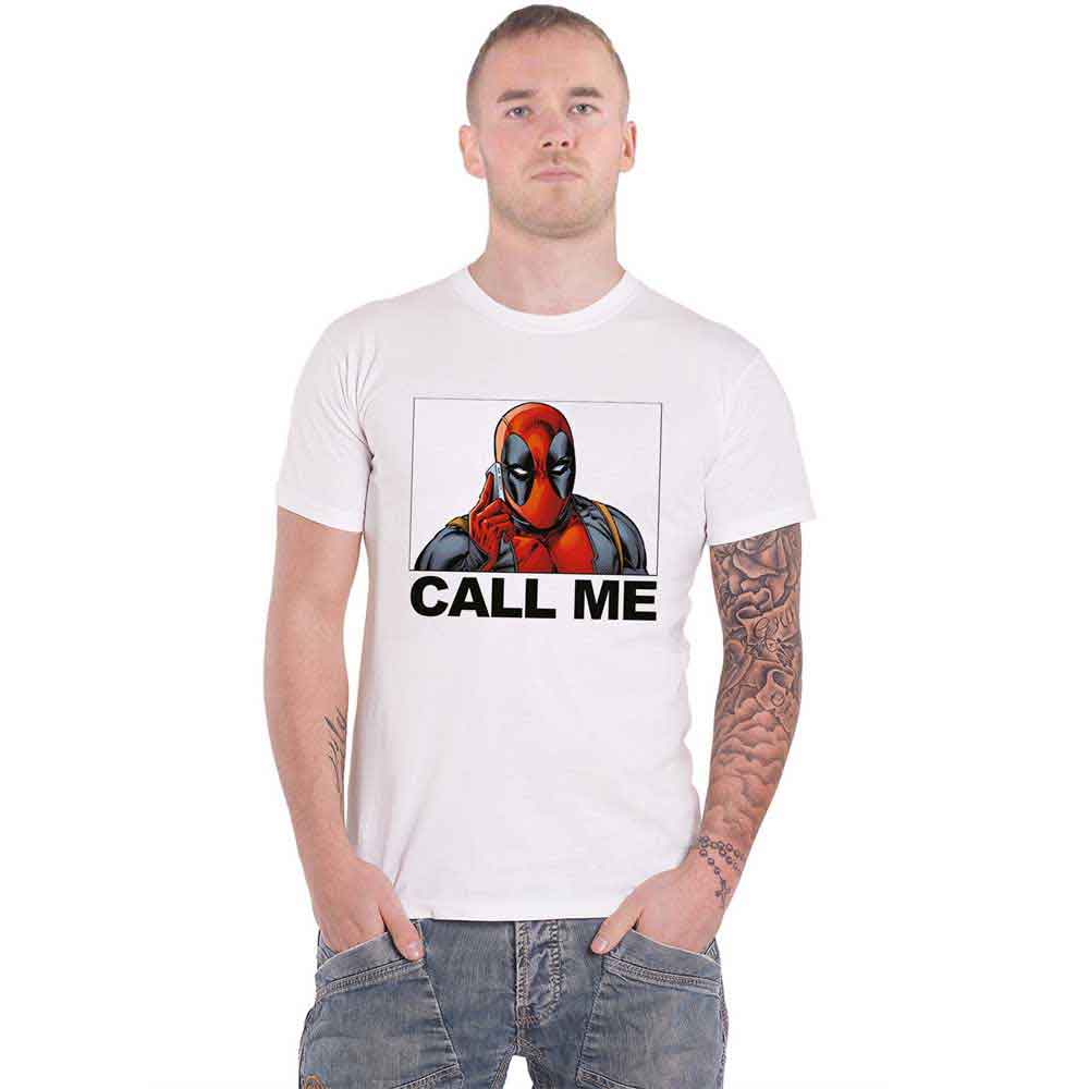 Deadpool T Shirt Call Me new Official Marvel White product image 1