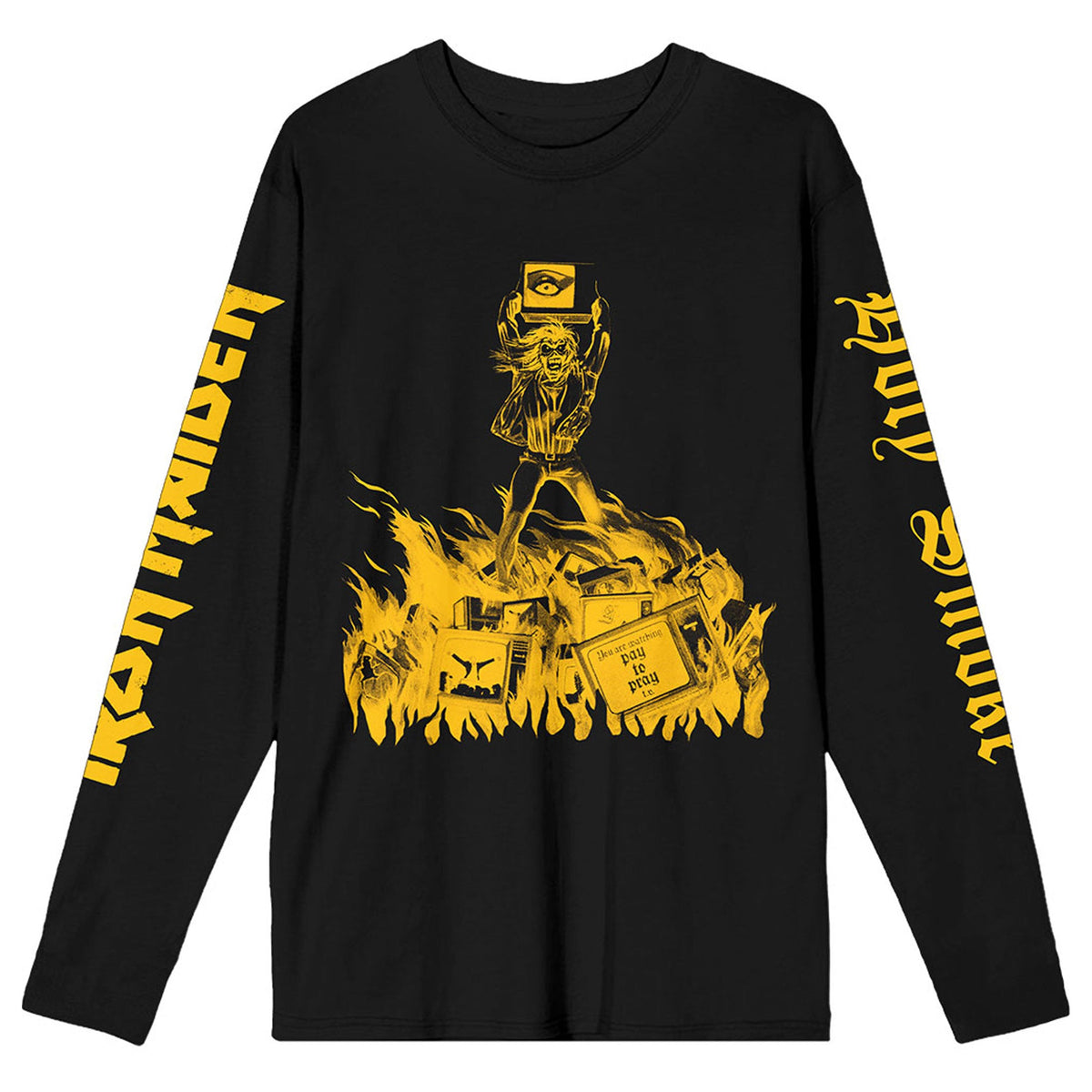 Iron Maiden Holy Smoke Isolated Yellow Long Sleeve T Shirt product image 1