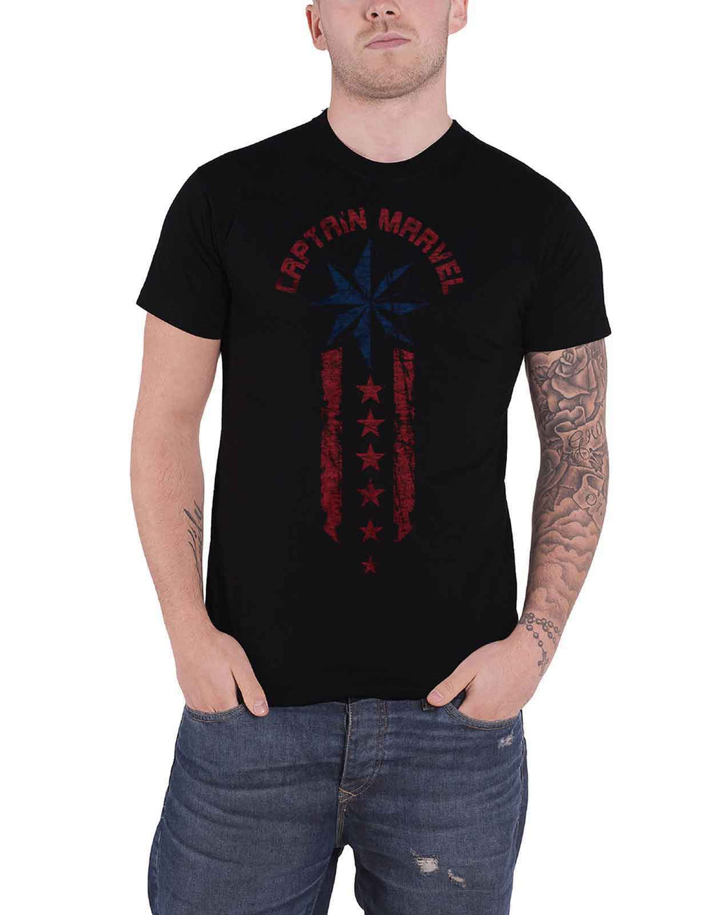 Captain Marvel Stars And Stripes T Shirt product image 1