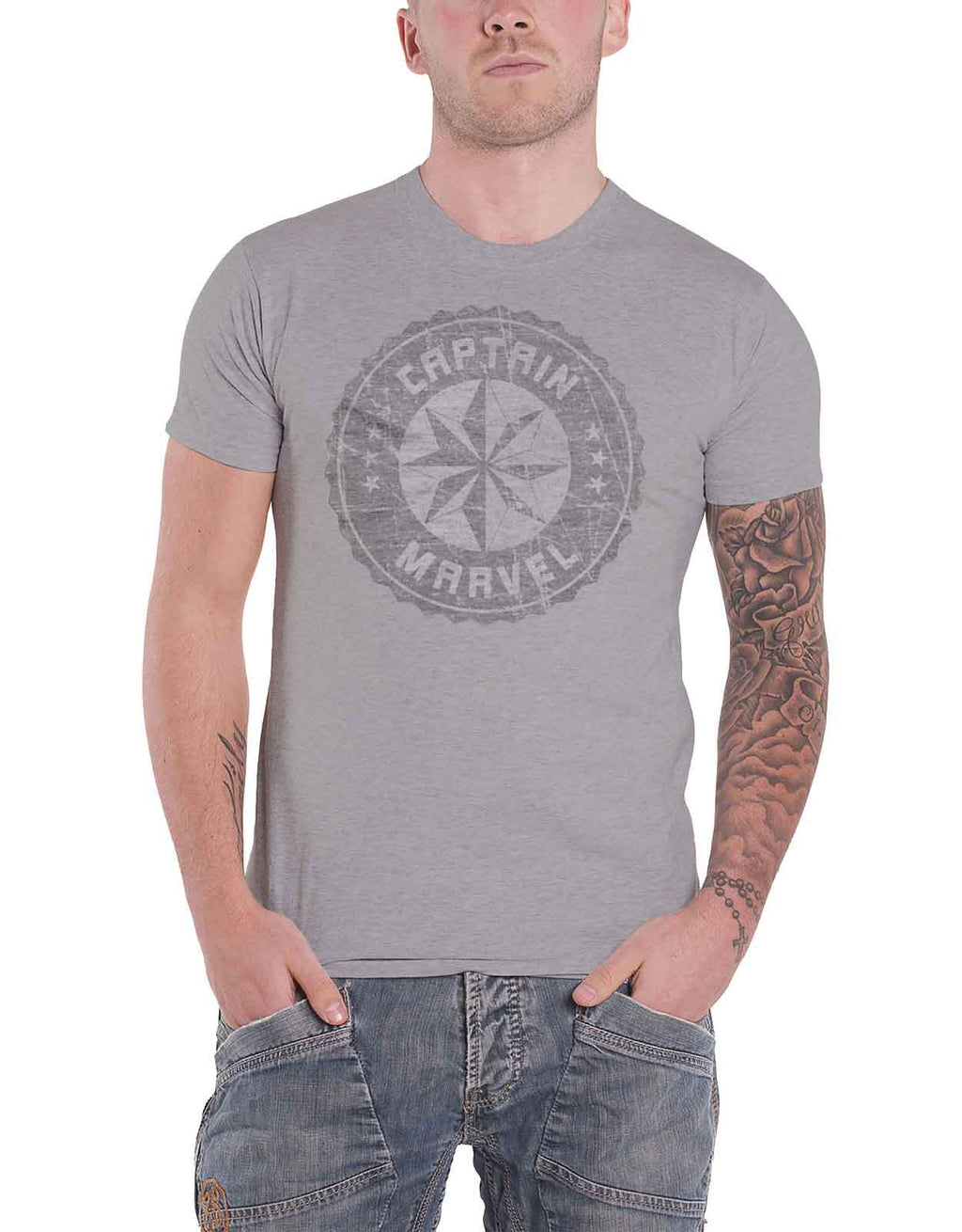 Captain Marvel Distressed Circle T Shirt product image 1