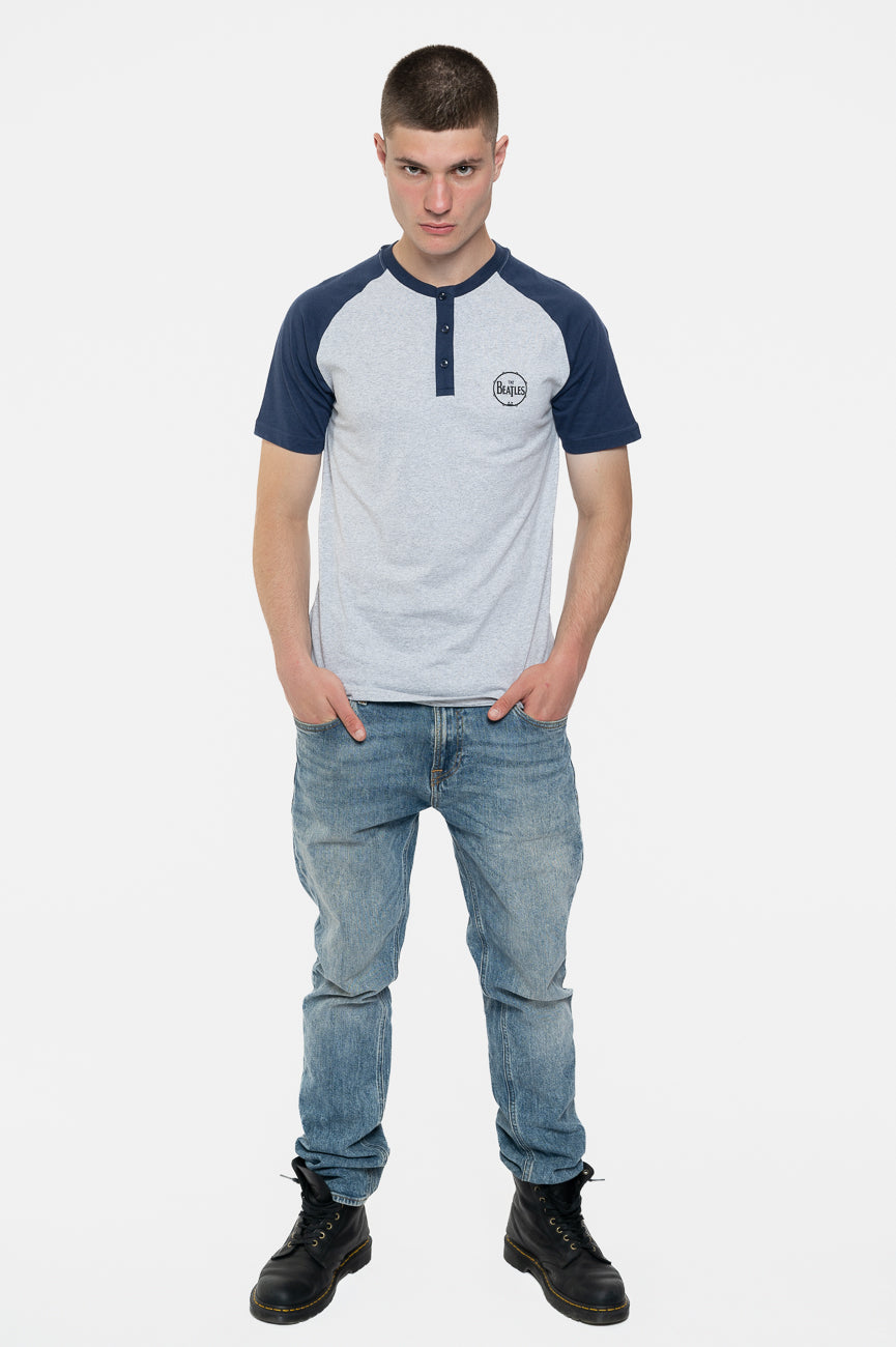 The Beatles Mini Drum Logo 3 Button Collar Raglan T Shirt product image 2