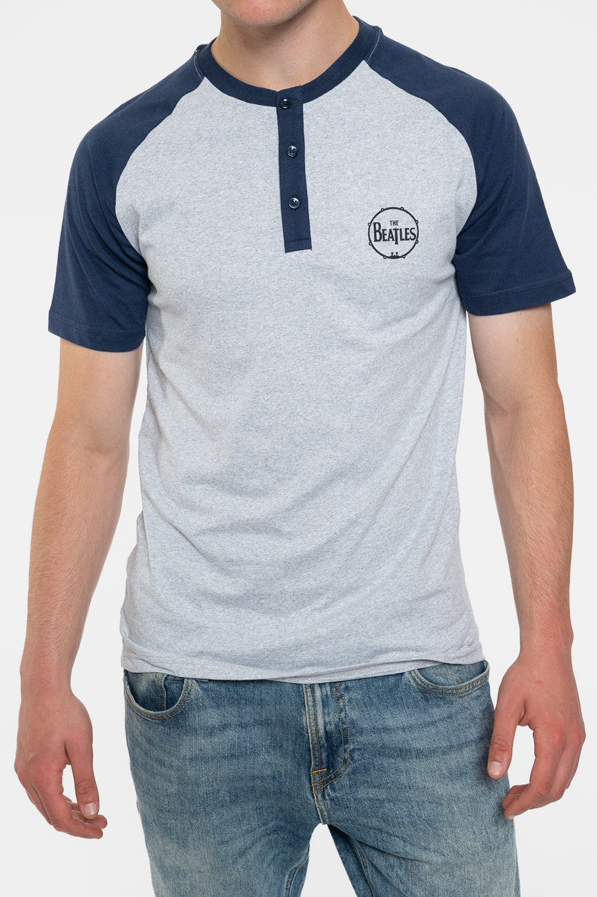 The Beatles Mini Drum Logo 3 Button Collar Raglan T Shirt product image 3