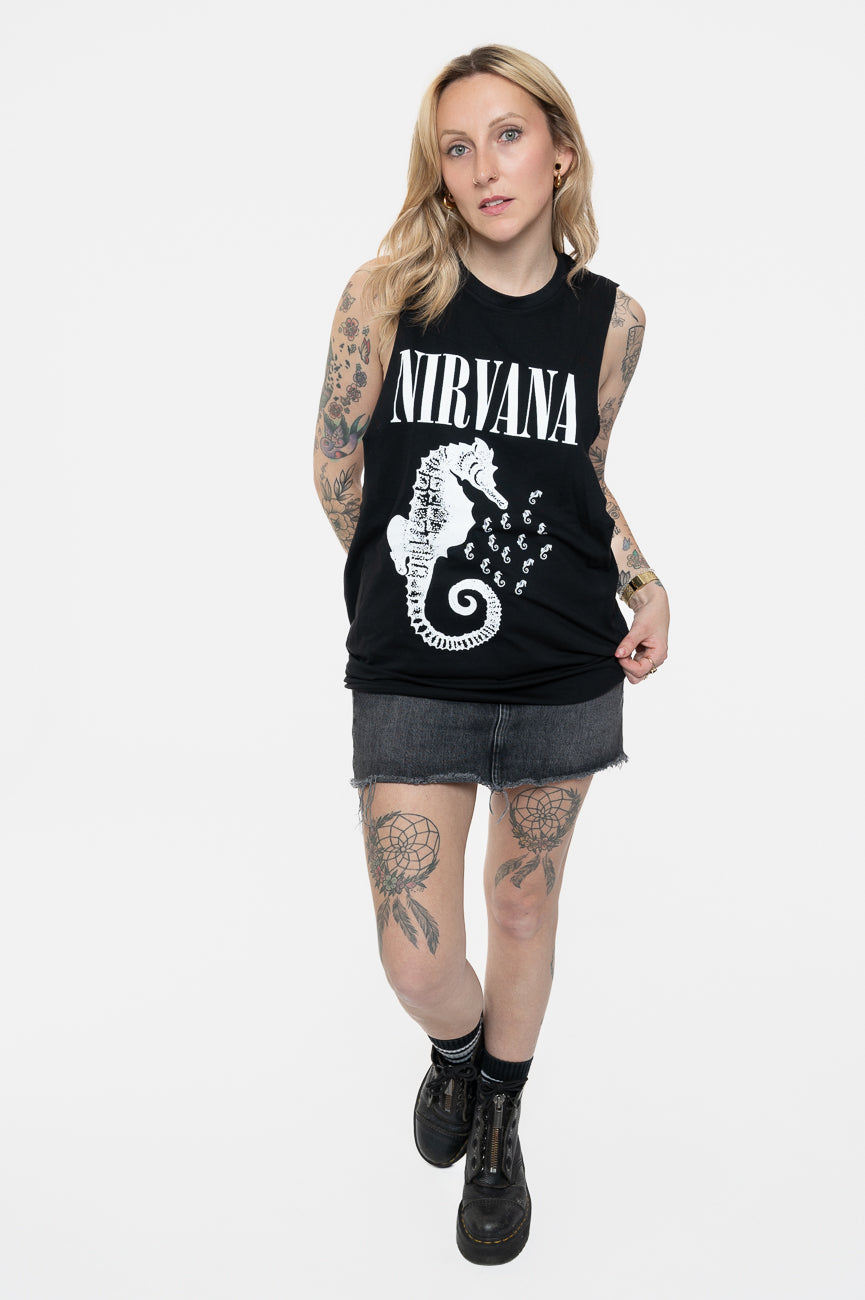 Nirvana Seahorse Band Logo Mono Vest Top product image 2
