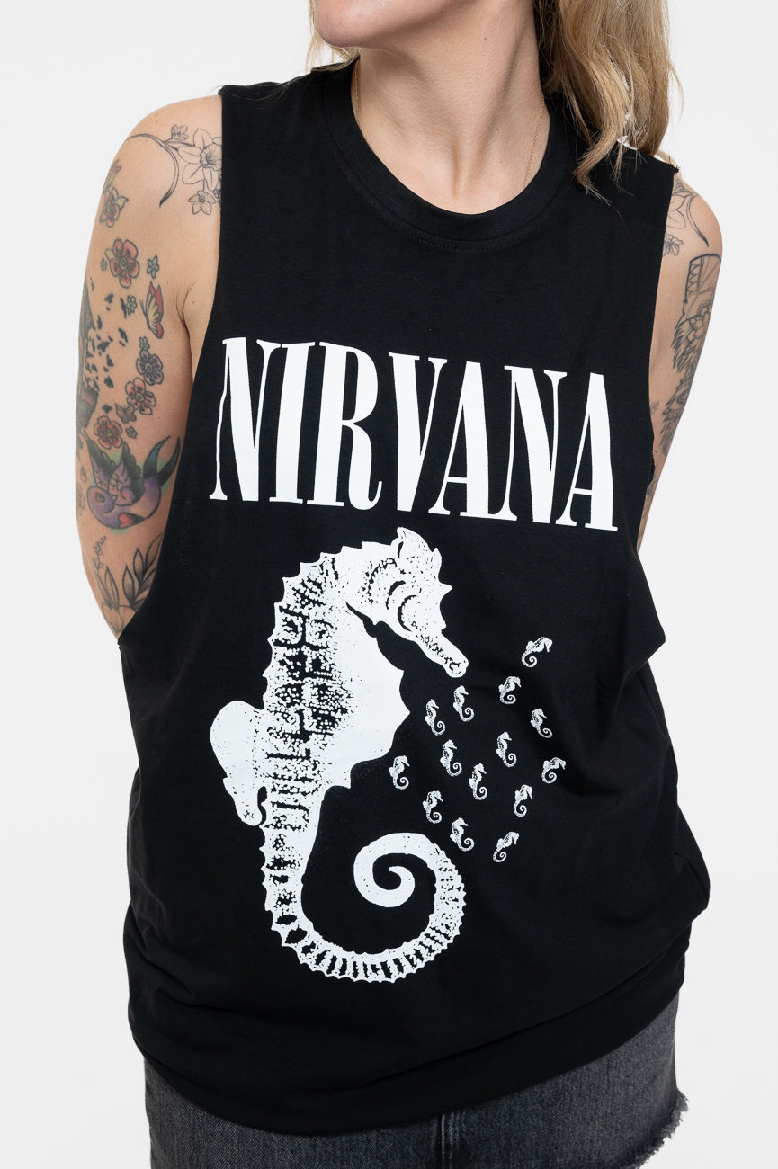 Nirvana Seahorse Band Logo Mono Vest Top product image 3