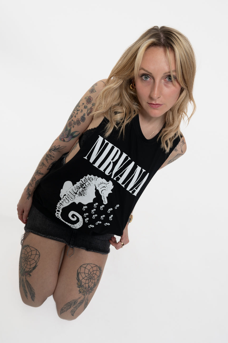 Nirvana Seahorse Band Logo Mono Vest Top product image 5