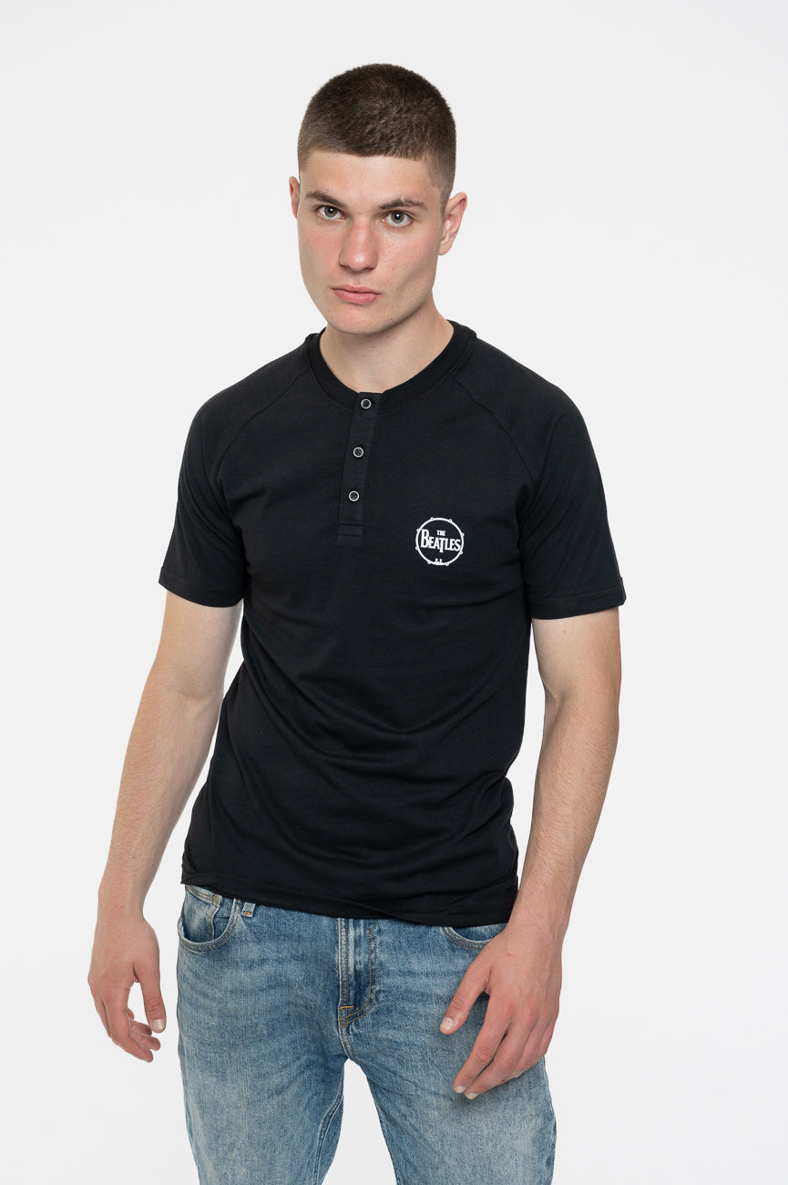 The Beatles Mini Drum Logo 3 Button Collar Raglan T Shirt product image 1